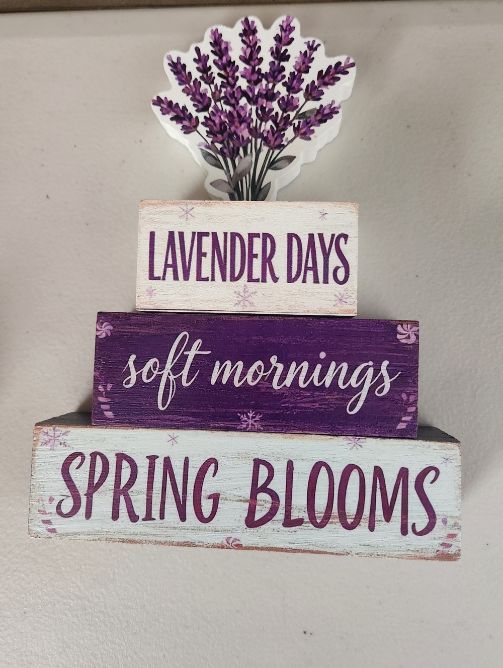 🎉 Lavender Days, Soft Mornings, Spring Blooms Stackable Wooden Decor